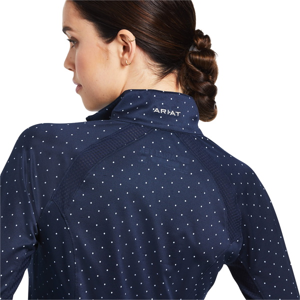 2023 Ariat Womens Sunstopper 2.0 1/4 Zip Base Layer Top 10030429 - Navy Dot